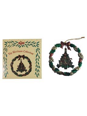 Russ Heirloom Collection Christmas Ornament Wreath Tree Presents Metal Vintage